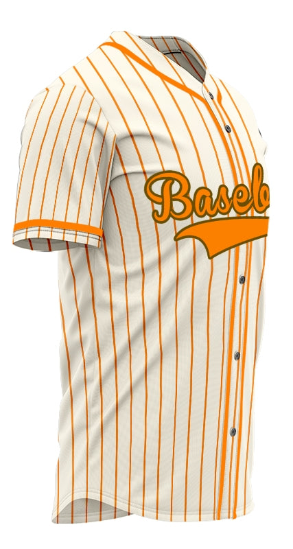 Custom Cream Orange Pinstripe Baseball Jersey