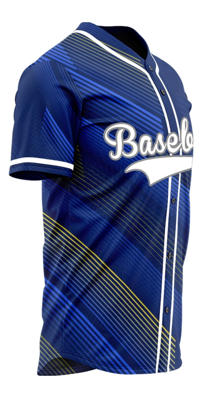 Custom Dark Blue Gold Lines Baseball Jersey