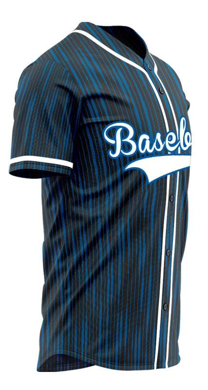 Custom Dark Blue Vertical Lines Baseball Jersey