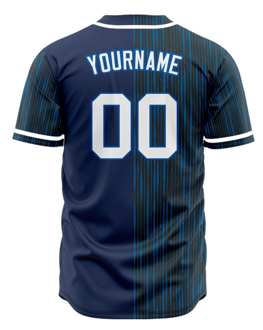 Custom Dark Blue Vertical Lines Half Baseball Jersey