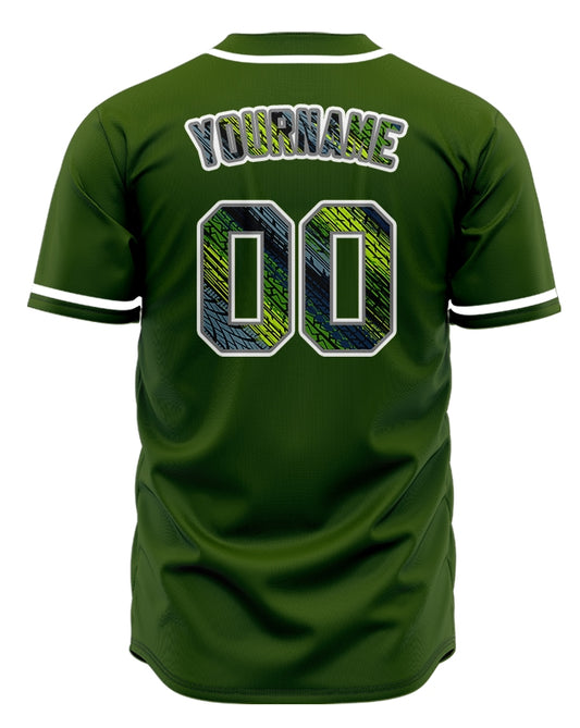 Custom Dark Green Blue Ink Baseball Jersey