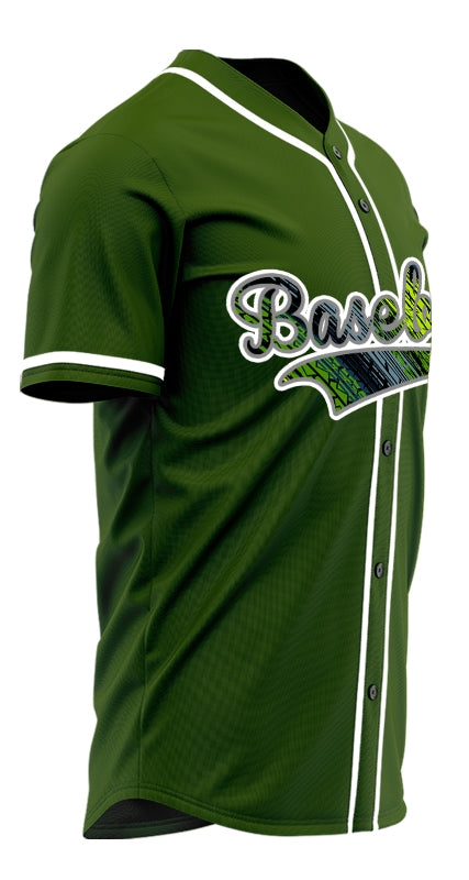 Custom Dark Green Blue Ink Baseball Jersey