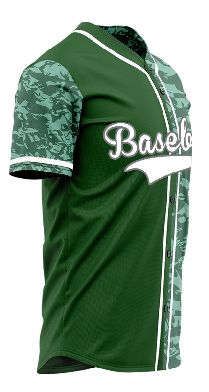 Custom Dark Green Broken Half Baseball Jersey
