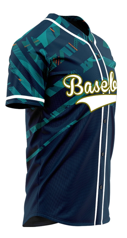 Custom Dark Green Corner Line Baseball Jersey