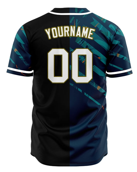 Custom Dark Green Corner Line Half Baseball Jersey