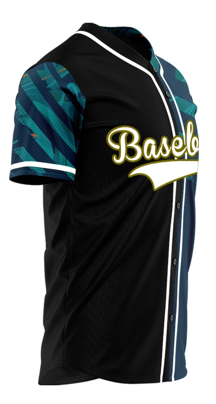Custom Dark Green Corner Line Half Baseball Jersey