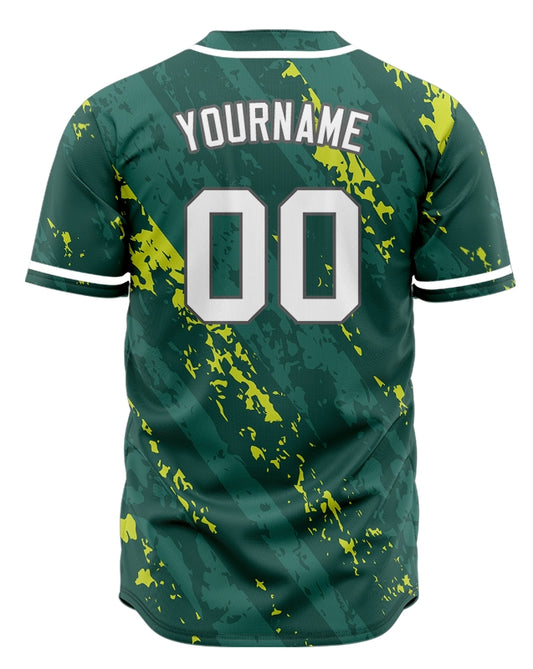 Custom Dark Green Fluorescent Green Mottled Baseball Jersey