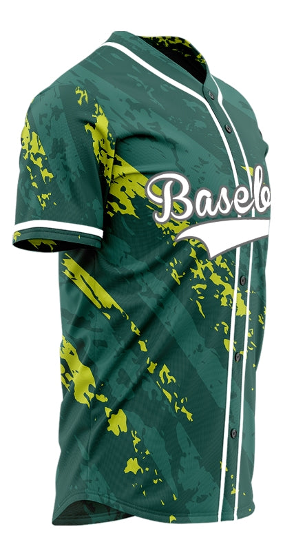 Custom Dark Green Fluorescent Green Mottled Baseball Jersey