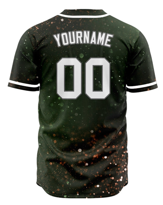 Custom Dark Green Gold Starry Sky Baseball Jersey