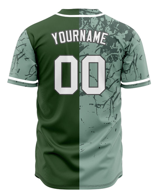 Custom Dark Green Ice Cracks Half Baseball Jersey