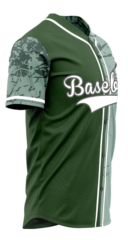 Custom Dark Green Ice Cracks Half Baseball Jersey