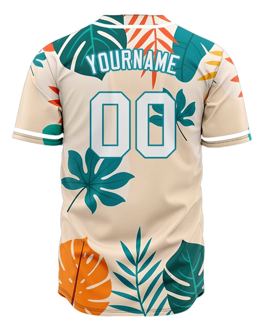 Custom Dark Green Tropical Baseball Jersey