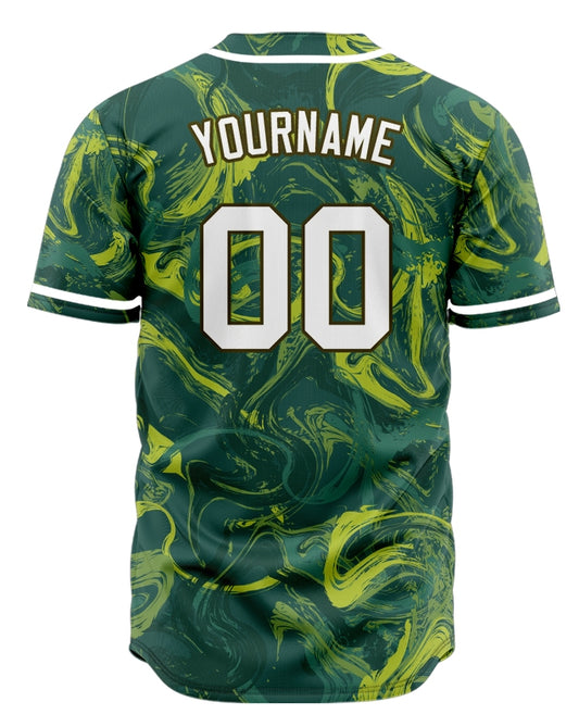 Custom Dark Green Yellow Painting Baseball Jersey