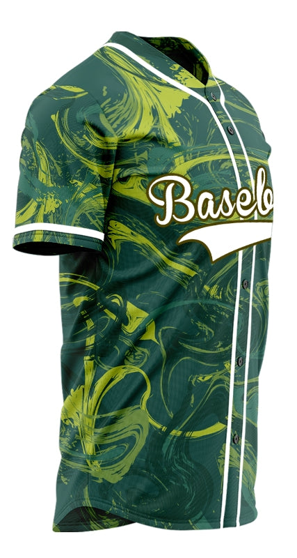 Custom Dark Green Yellow Painting Baseball Jersey