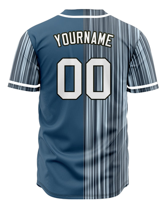 Custom Dark Grey Vertical Lines Half Baseball Jersey