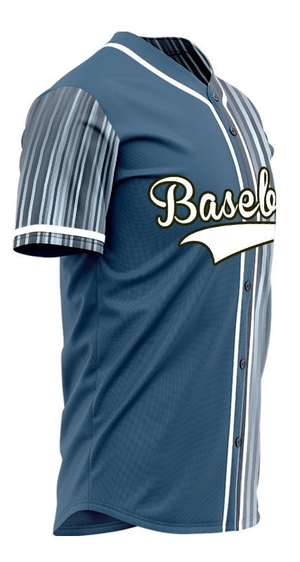 Custom Dark Grey Vertical Lines Half Baseball Jersey