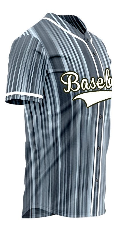 Custom Dark Grey White Vertical Lines Baseball Jersey