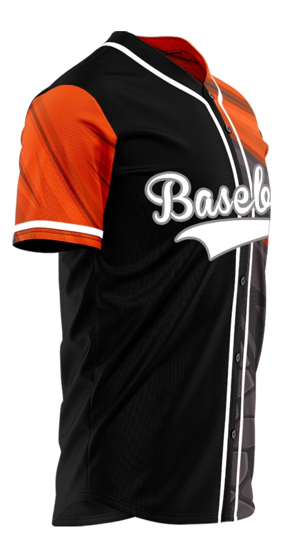 Custom Dark Orange Black Lines Half Baseball Jersey