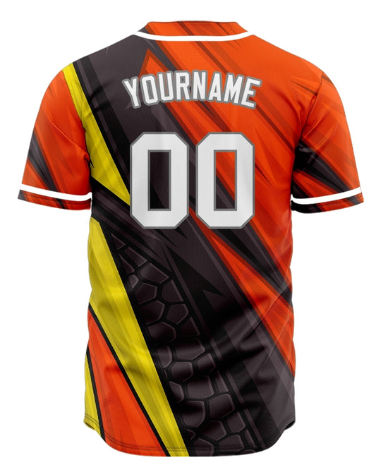 Custom Dark Orange Yellow Black Lines Baseball Jersey
