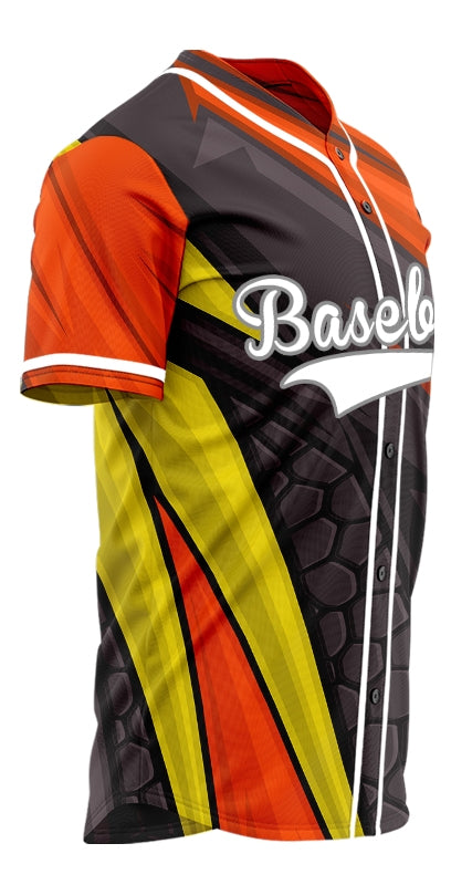 Custom Dark Orange Yellow Black Lines Baseball Jersey