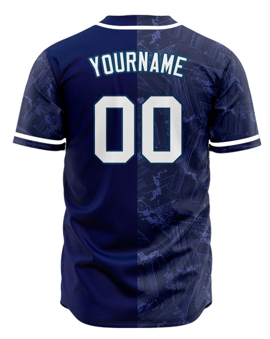 Custom Dark Purple Black Ink Half Baseball Jersey