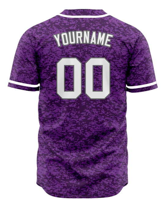 Custom Dark Purple Camouflage Baseball Jersey