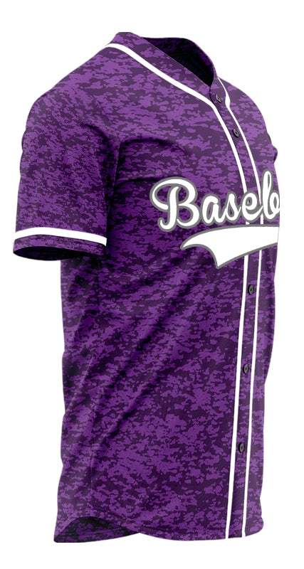 Custom Dark Purple Camouflage Baseball Jersey