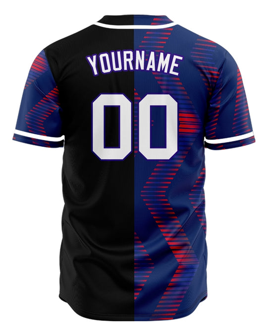 Custom Dark Purple Red Lines Half Baseball Jersey