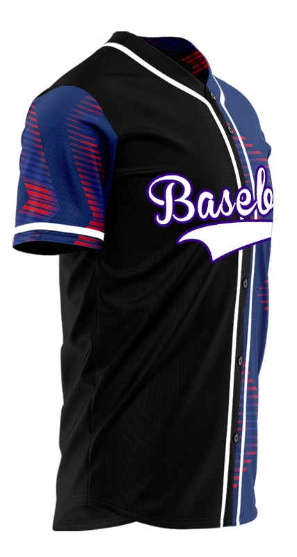 Custom Dark Purple Red Lines Half Baseball Jersey