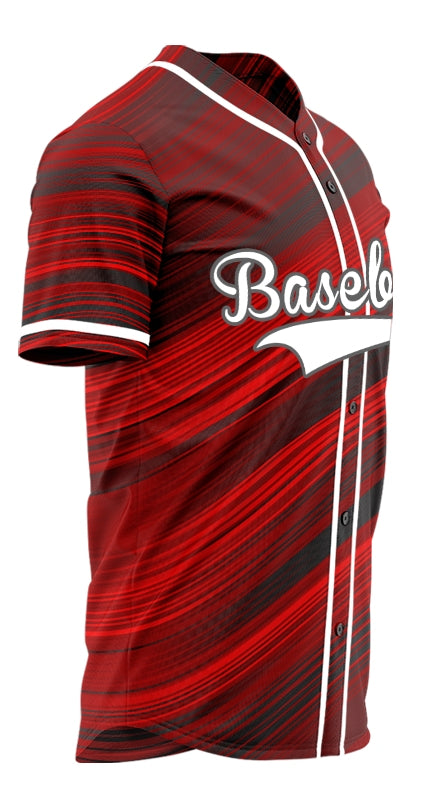 Custom Dark Red Black Wavy Lines Baseball Jersey