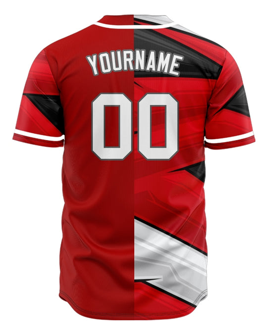 Custom Dark Red Black White Half Baseball Jersey
