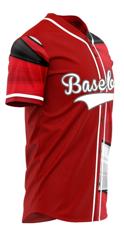 Custom Dark Red Black White Half Baseball Jersey