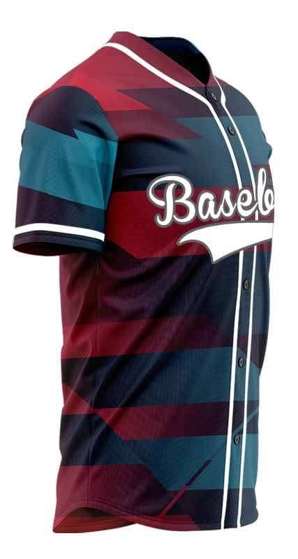 Custom Dark Red Blue Gradient Baseball Jersey