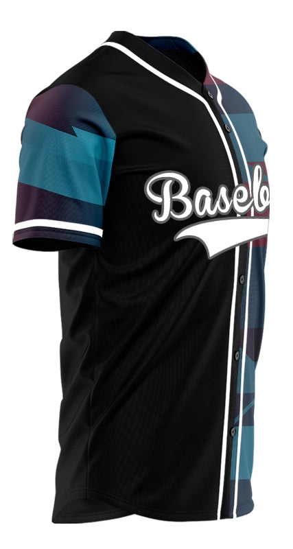 Custom Dark Red Blue Gradient Half Baseball Jersey