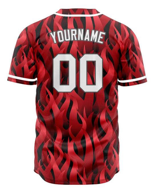 Custom Dark Red Fire Baseball Jersey