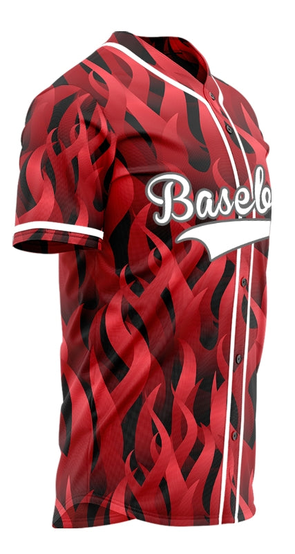 Custom Dark Red Fire Baseball Jersey