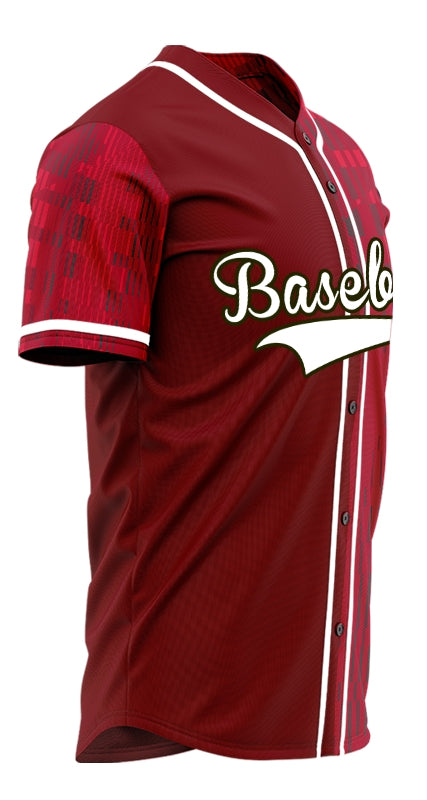 Custom Dark Red Grid Half Baseball Jersey