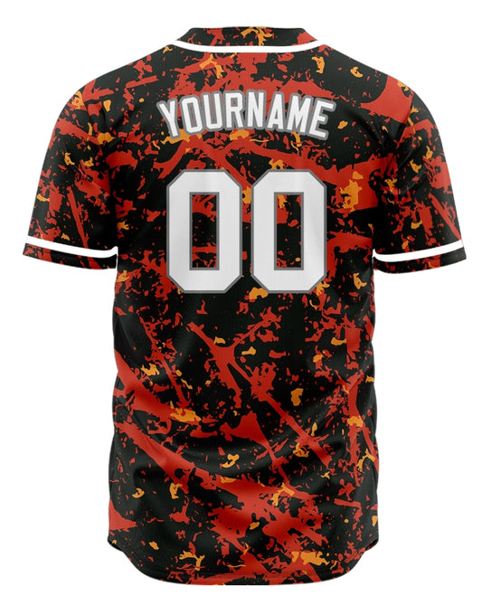 Custom Dark Red Orange Black Scratches Baseball Jersey