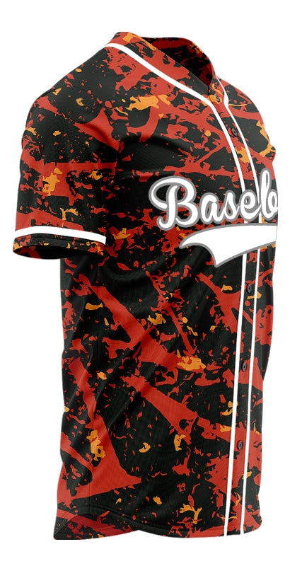 Custom Dark Red Orange Black Scratches Baseball Jersey