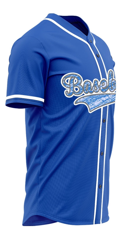 Custom Diagonal Line Blue Baseball Jersey
