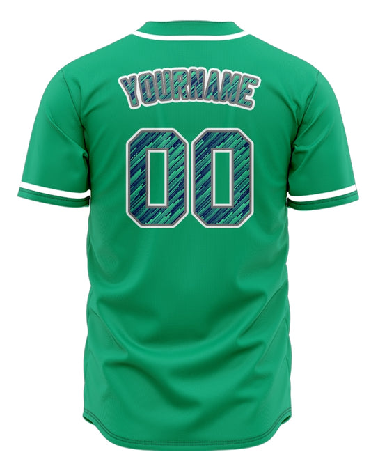 Custom Diagonal Line Green Blue Baseball Jersey