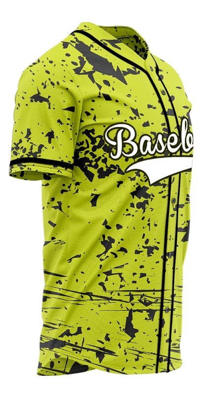 Custom Fluorescent Green Black Scratches Baseball Jersey