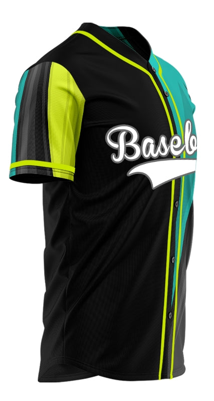Custom Fluorescent Green Dark Green Half Baseball Jersey