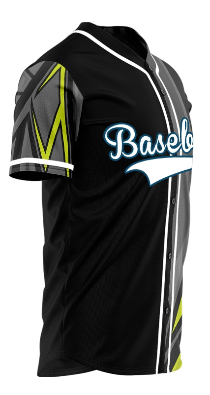 Custom Fluorescent Green Gray Lines Half Baseball Jersey