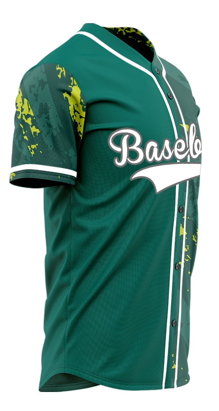 Custom Fluorescent Green Mottled Half Baseball Jersey