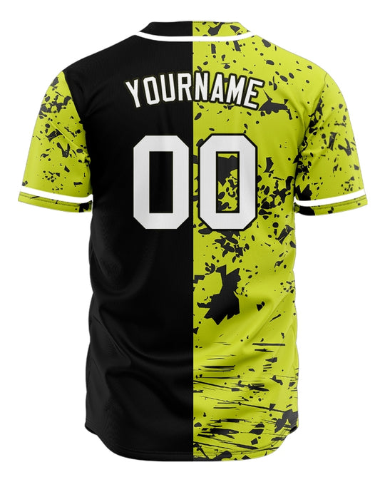 Custom Fluorescent Green Scratches Half Baseball Jersey