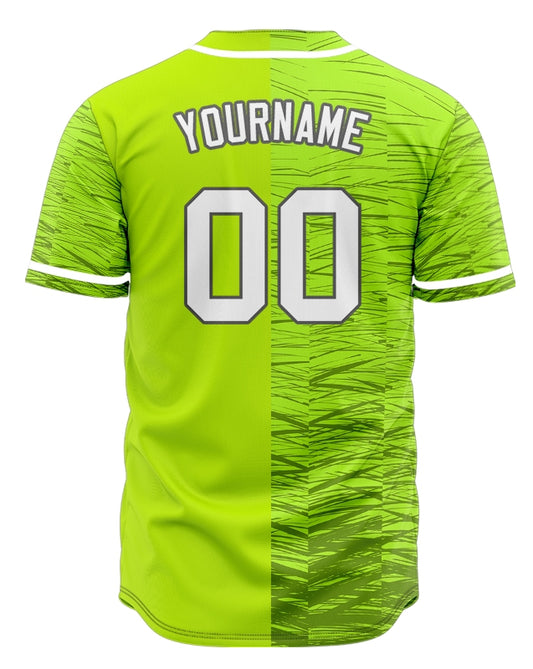 Custom Fluorescent Green Twill Half Baseball Jersey