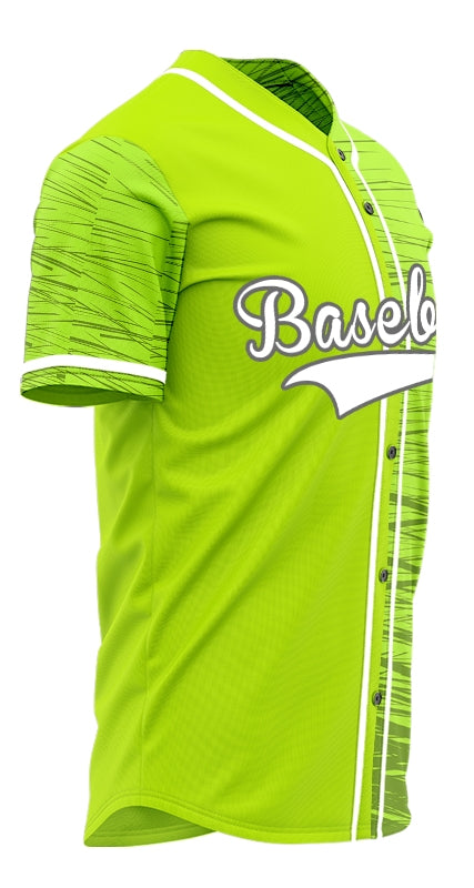 Custom Fluorescent Green Twill Half Baseball Jersey