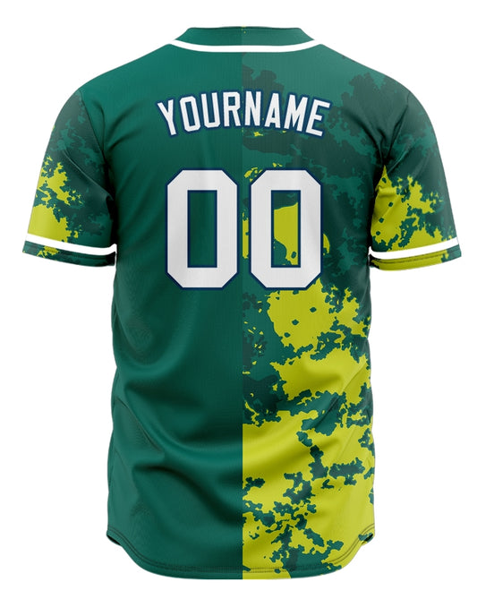 Custom Fluorescent Green Yellow Ink Half Baseball Jersey