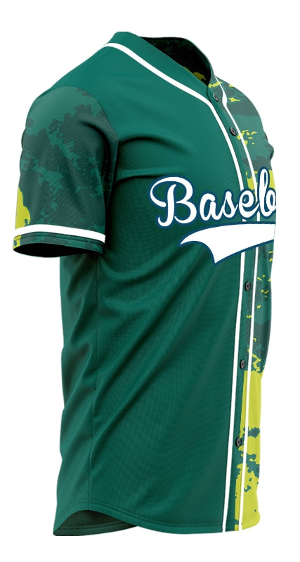 Custom Fluorescent Green Yellow Ink Half Baseball Jersey